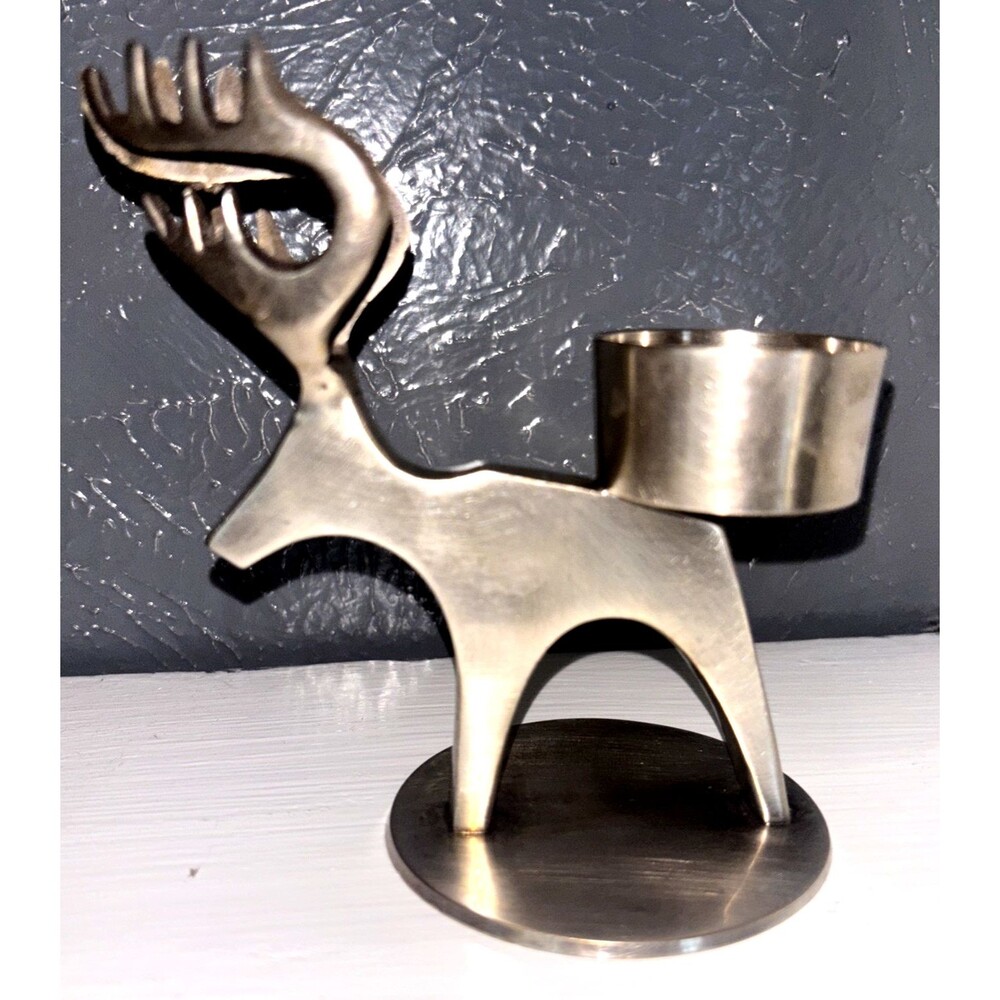 Silver Plated Brass Reindeer Metal Candle Holder for Tealights Votive INDIA